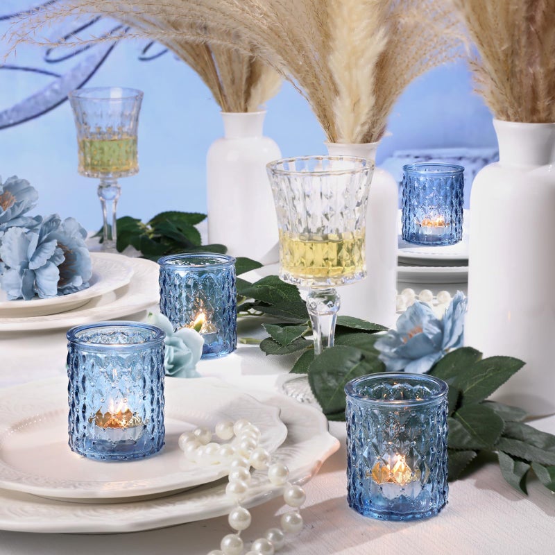 NITIME 36pcs Blue Votive Candle Holders-Glass Candle Holder for Wedding Decor, Tea Light Candle Holders for Centerpiece Table Decorations, Home Decor and Party Decor - Image 3